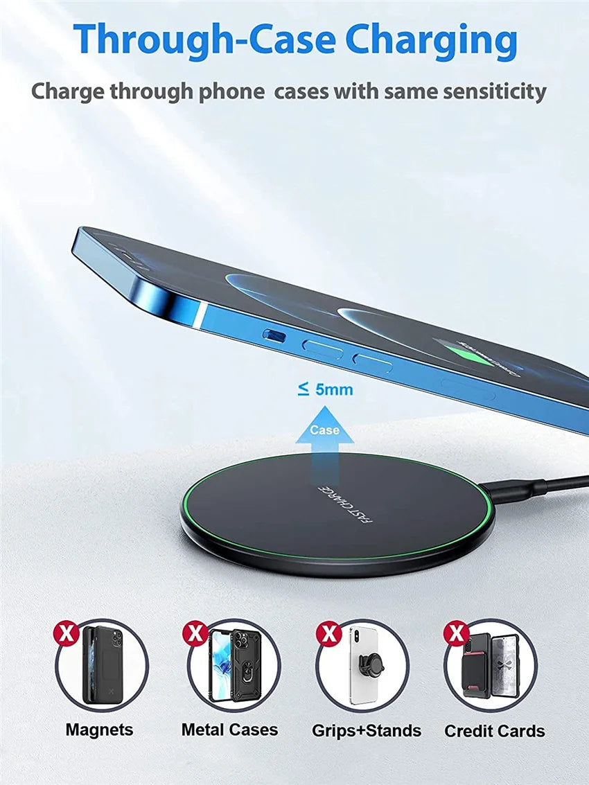 30W Wireless Charger Pad for iPhone  Samsung Xiaomi Fast Charging Docking Station