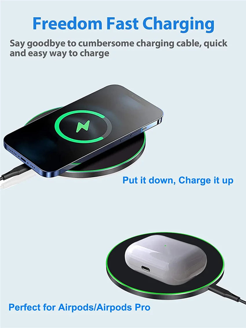 30W Wireless Charger Pad for iPhone  Samsung Xiaomi Fast Charging Docking Station