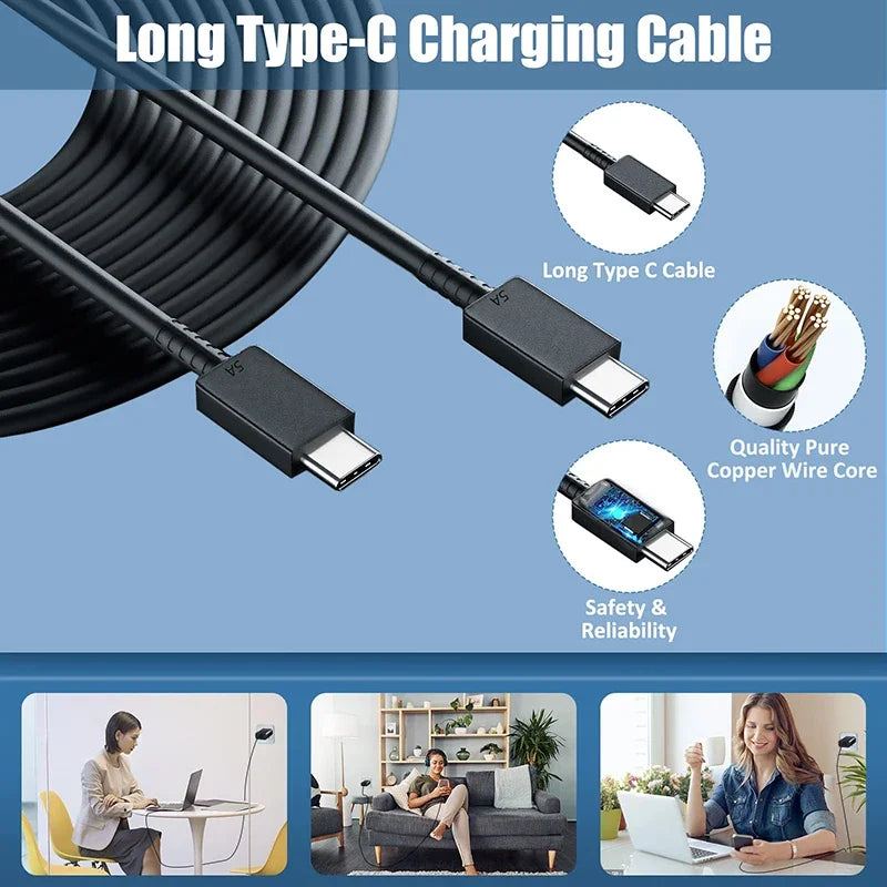 PD 45W Super Fast Charger For Samsung Galaxy S24 Ultra S23 S22 S21 S20 Note 10 20 Plus A54 A53 5G USB Type C Fast Charging Cable