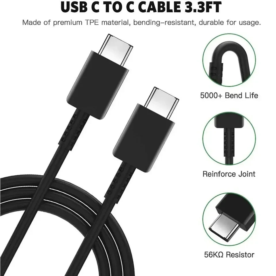 PD 45W Super Fast Charger For Samsung Galaxy S24 Ultra S23 S22 S21 S20 Note 10 20 Plus A54 A53 5G USB Type C Fast Charging Cable