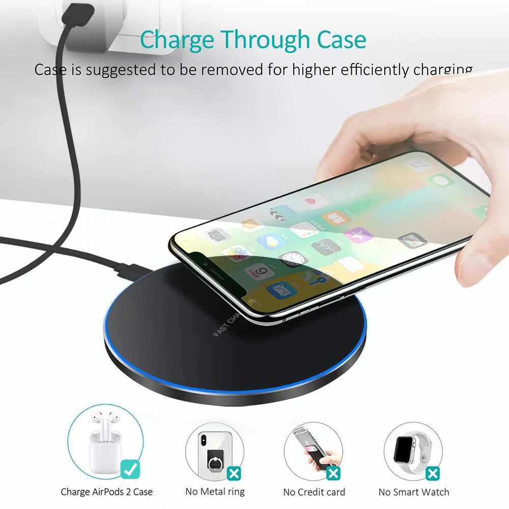 30W Wireless Charger Pad for iPhone  Samsung Xiaomi Fast Charging Docking Station