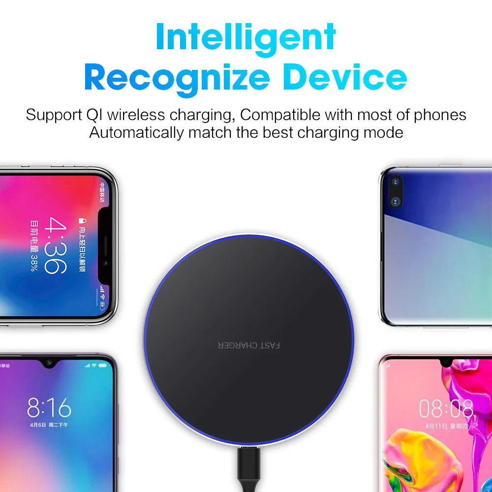 30W Wireless Charger Pad for iPhone  Samsung Xiaomi Fast Charging Docking Station