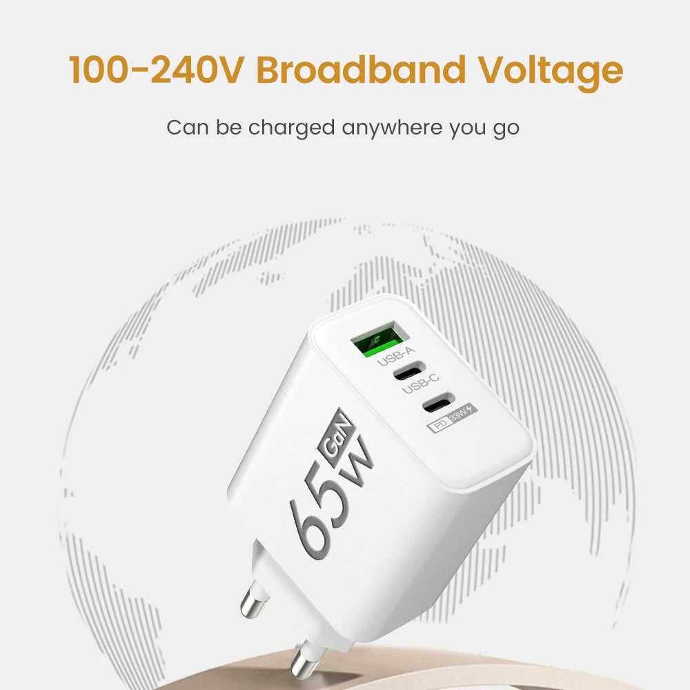 65W Type C Fast Charging 3 Ports