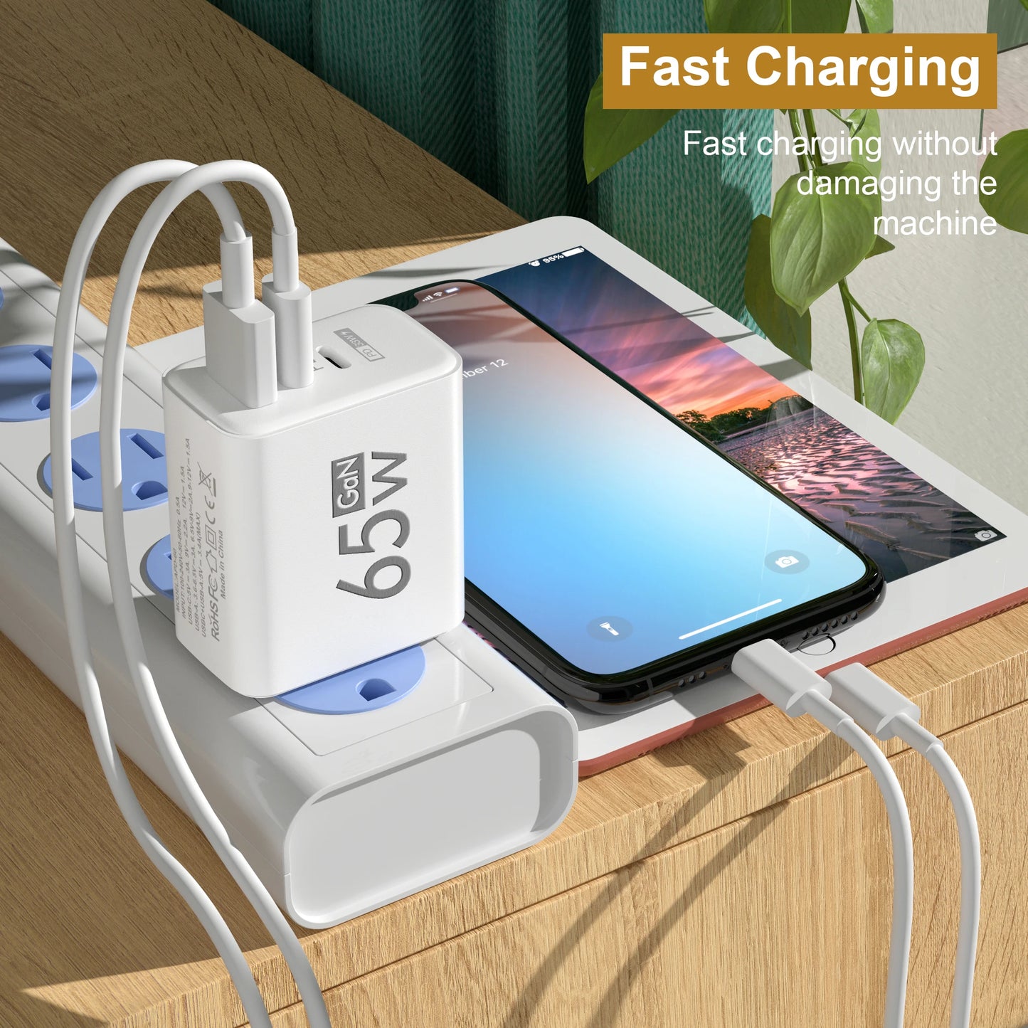 65W Type C Fast Charging 3 Ports